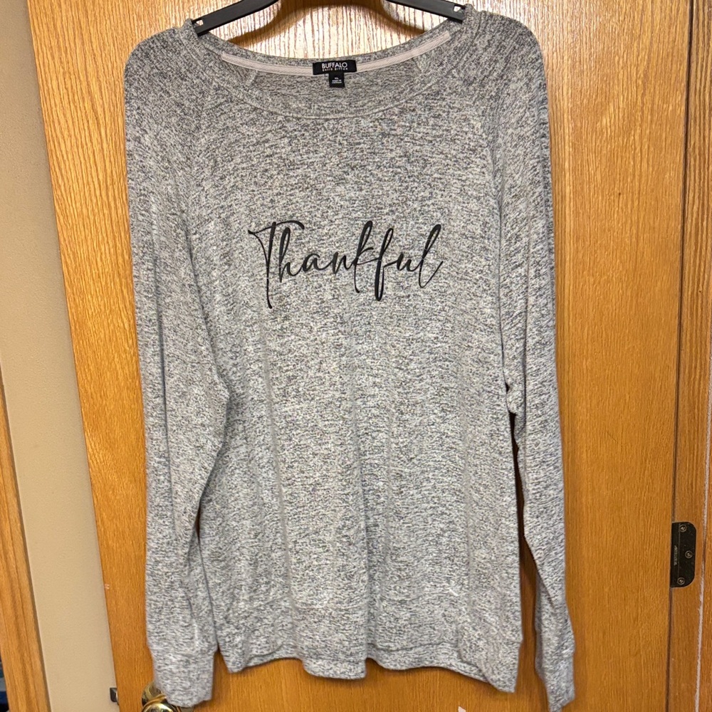 5 for $25 Buffalo David Bitton Gray 'Thankful' Women's Sweatshirt